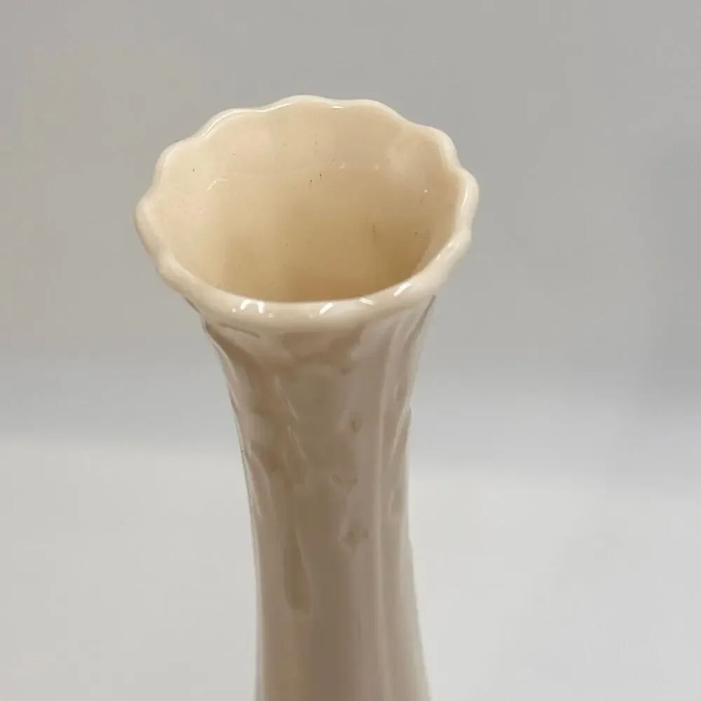 Lenox Ivory Bud Vase Embossed Floral Porcelain Mini Vase Made in USA